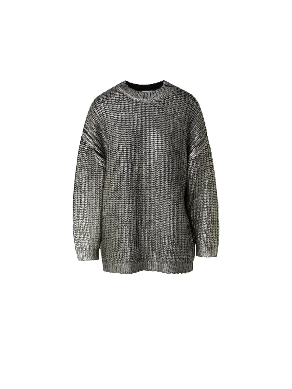 Long Chunky Laminated Cashwool Knit Sweater made by Akris Punto