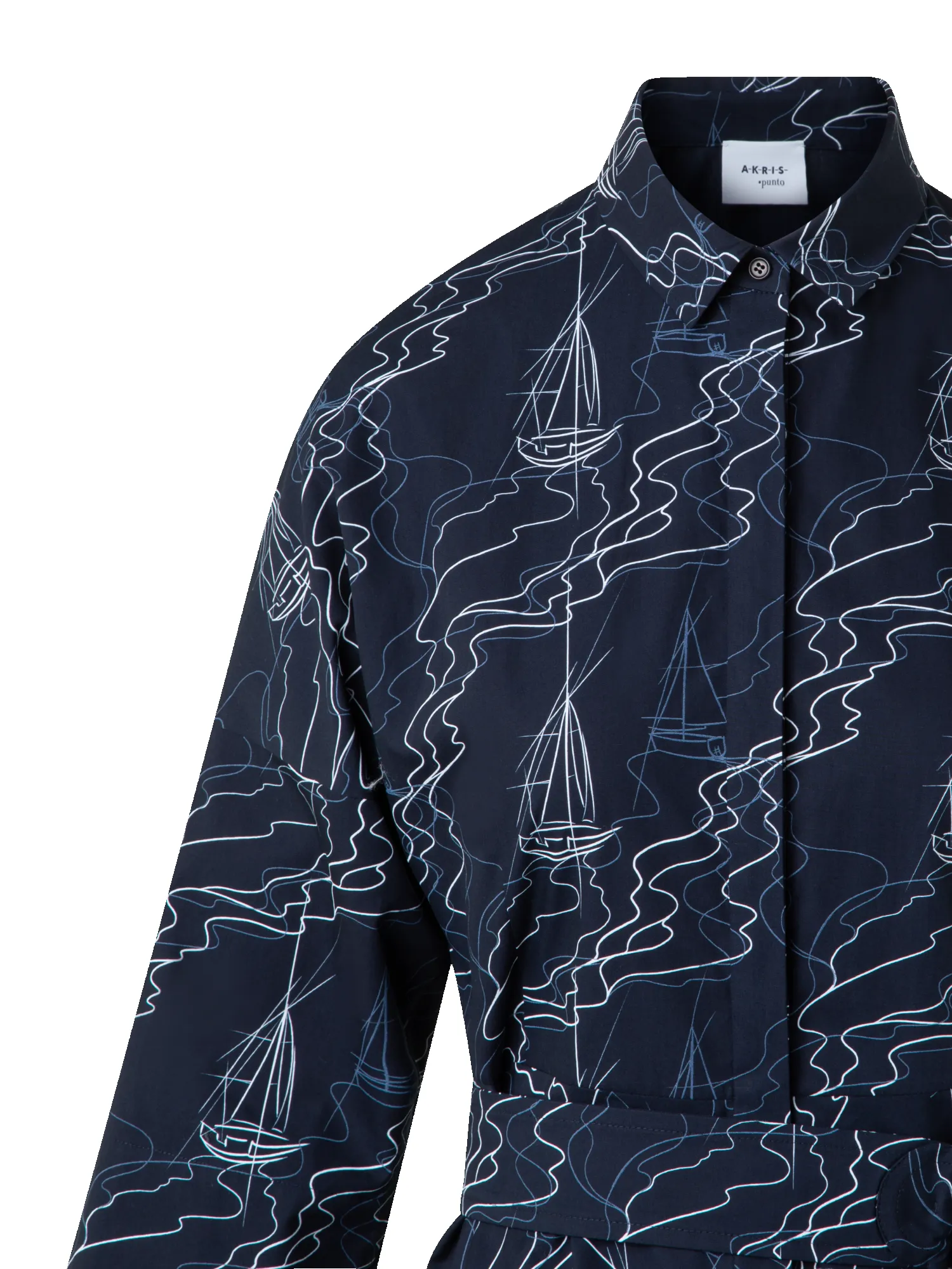 Midi Shirt Dress in Cotton with Sailboat Print sold by Akris product image thumbnail 4