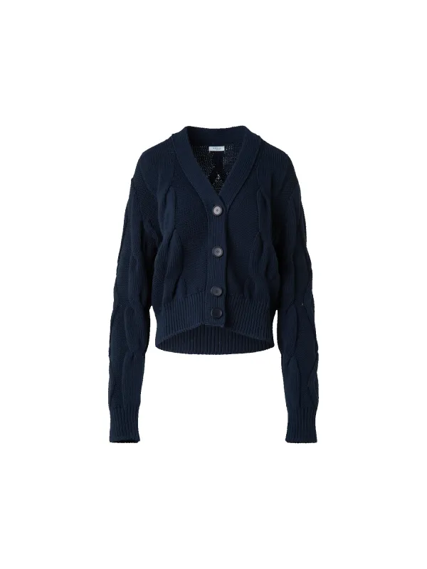 Cardigan in Chunky Cotton Cable Knit made by Akris Punto