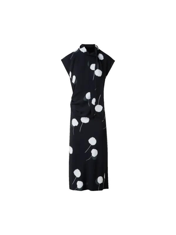 Dandelion Print Midi Dress with Removable Bow sold by Akris