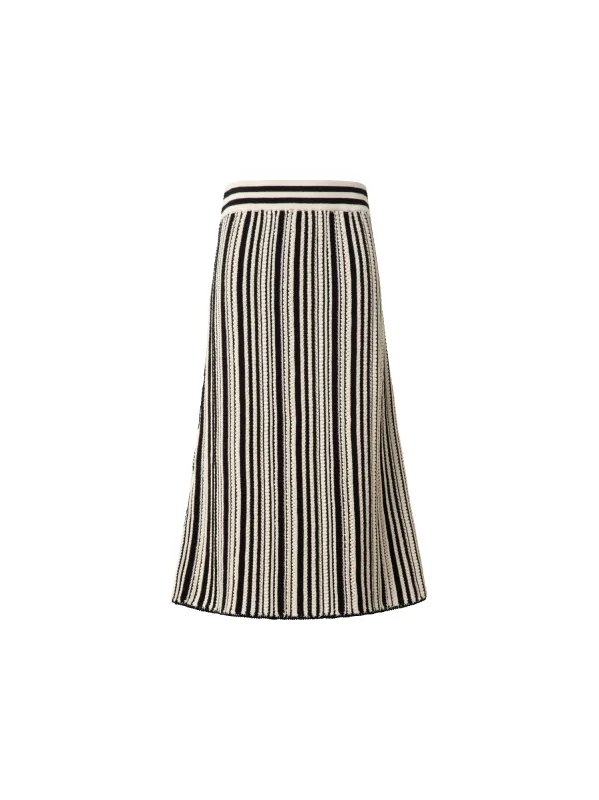 Striped Midi Skirt in Chunky Knit Cotton sold by Akris