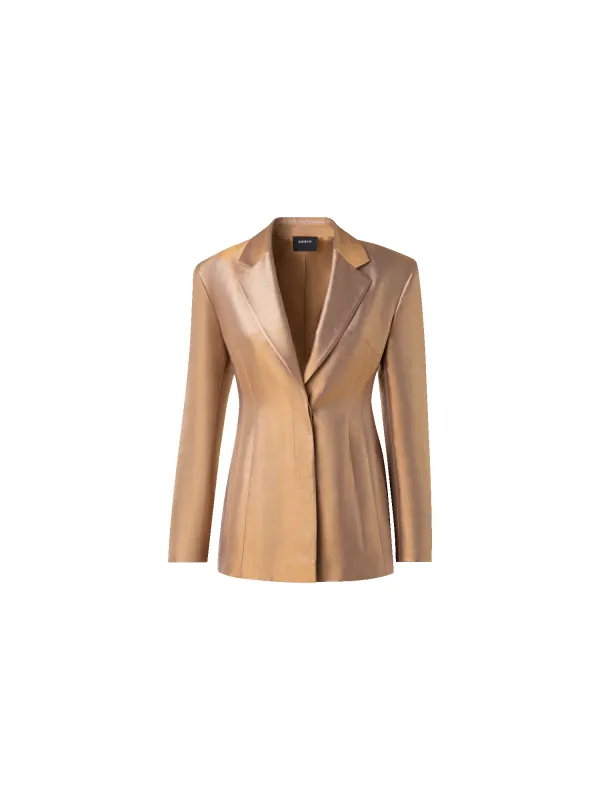 Fitted Single Breasted Jacket in Golden Lurex sold by Akris