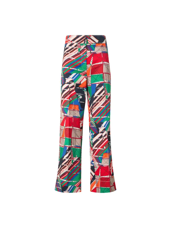 Cropped Wide Denim Pants with Sea Clipper Print sold by Akris