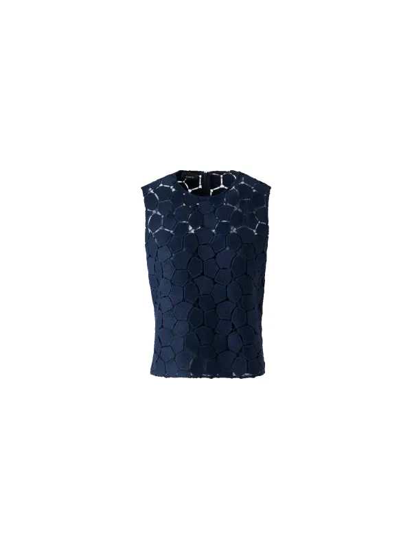 Sleeveless Top with Lapis Lazuli Embroidery sold by Akris