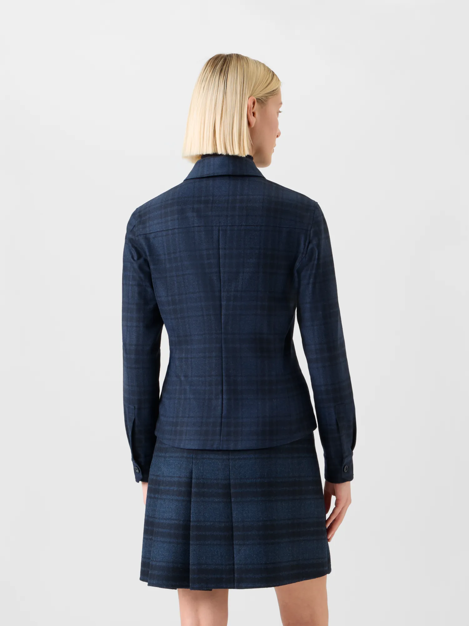 Fitted Wool Flannel Plaid Shirt Blouse sold by Akris product image thumbnail 5