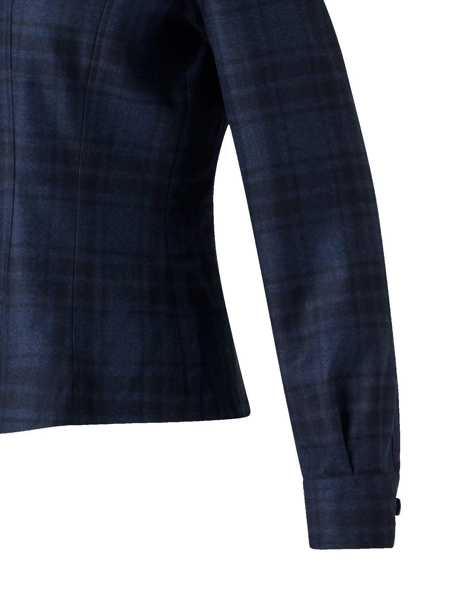 Fitted Wool Flannel Plaid Shirt Blouse sold by Akris product image thumbnail 3