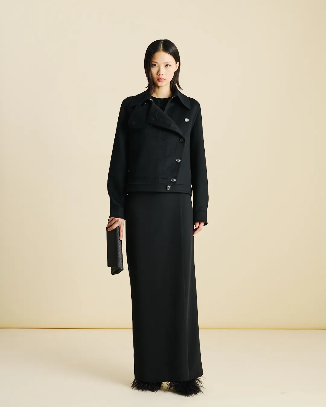 Straight Wool Double-Face Pants with Apron Wrap sold by Akris product image thumbnail 2