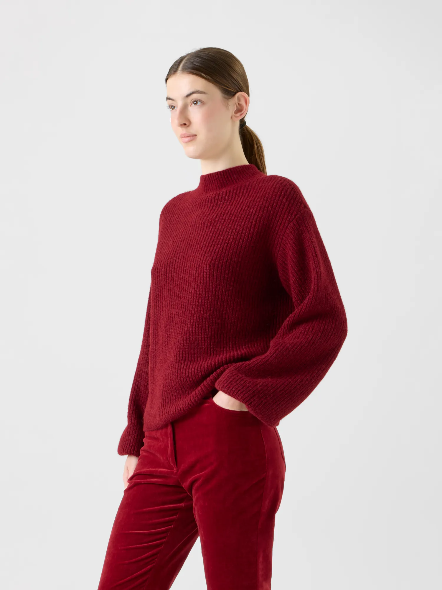 Balloon Sleeve Alpaca Wool Knit Sweater sold by Akris product image thumbnail 3
