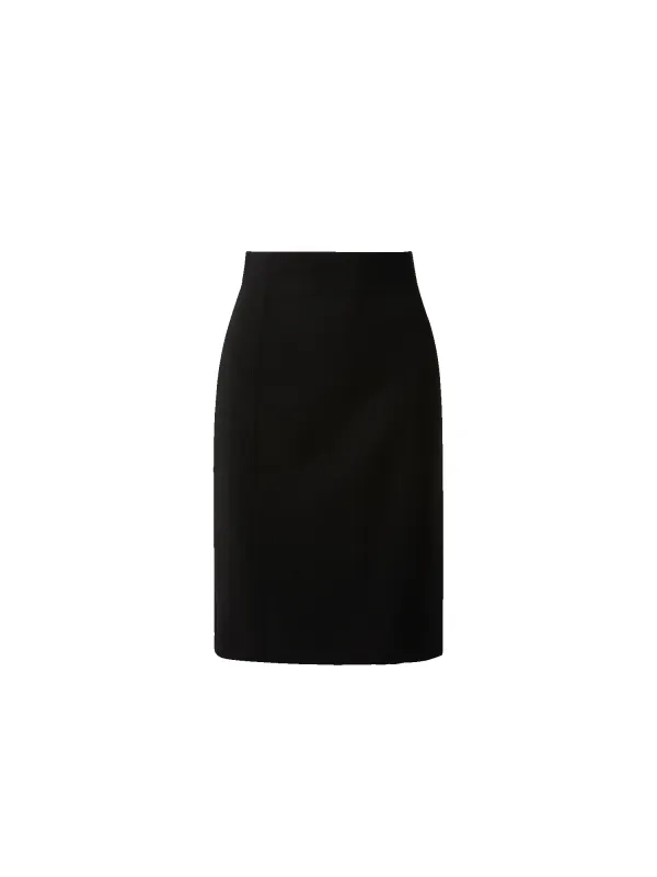 Wool Double-Face Pencil Skirt with Slits made by Akris