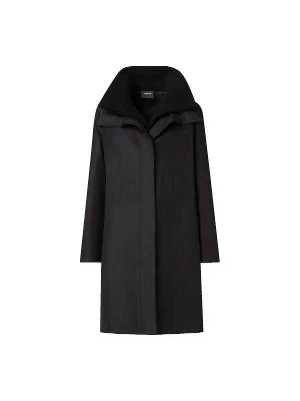 Layered Wool Coat with Removable Silk Layer sold by Akris