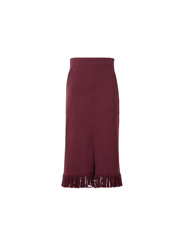Cotton Denim Pencil Skirt with Fringes sold by Akris