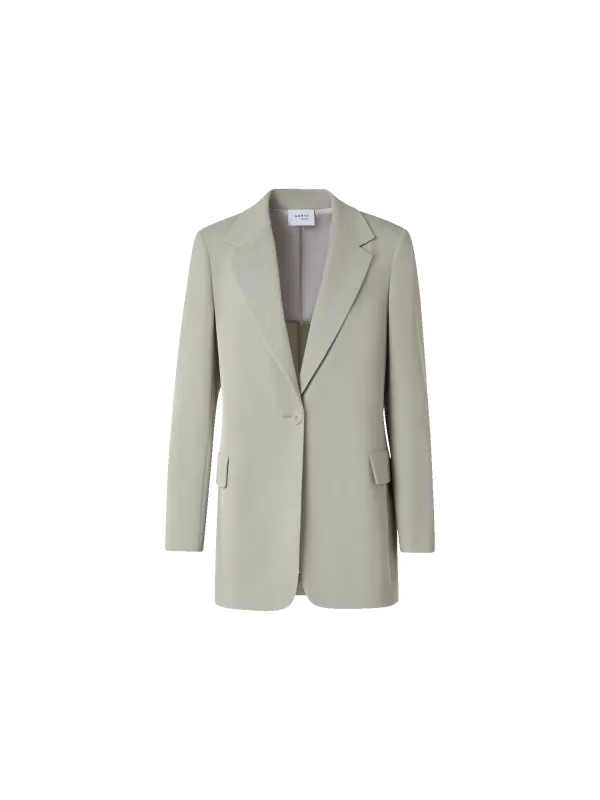 Long Boyfriend Blazer in Wool Tricotine made by Akris Punto