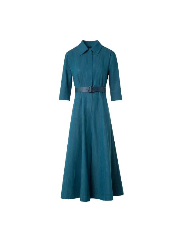 Flared Midi Shirt Dress in Cotton Denim sold by Akris