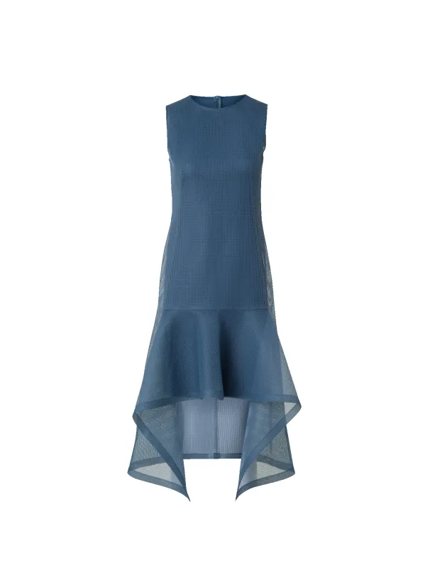Short Asymmetrical Dress in Techno Grid sold by Akris