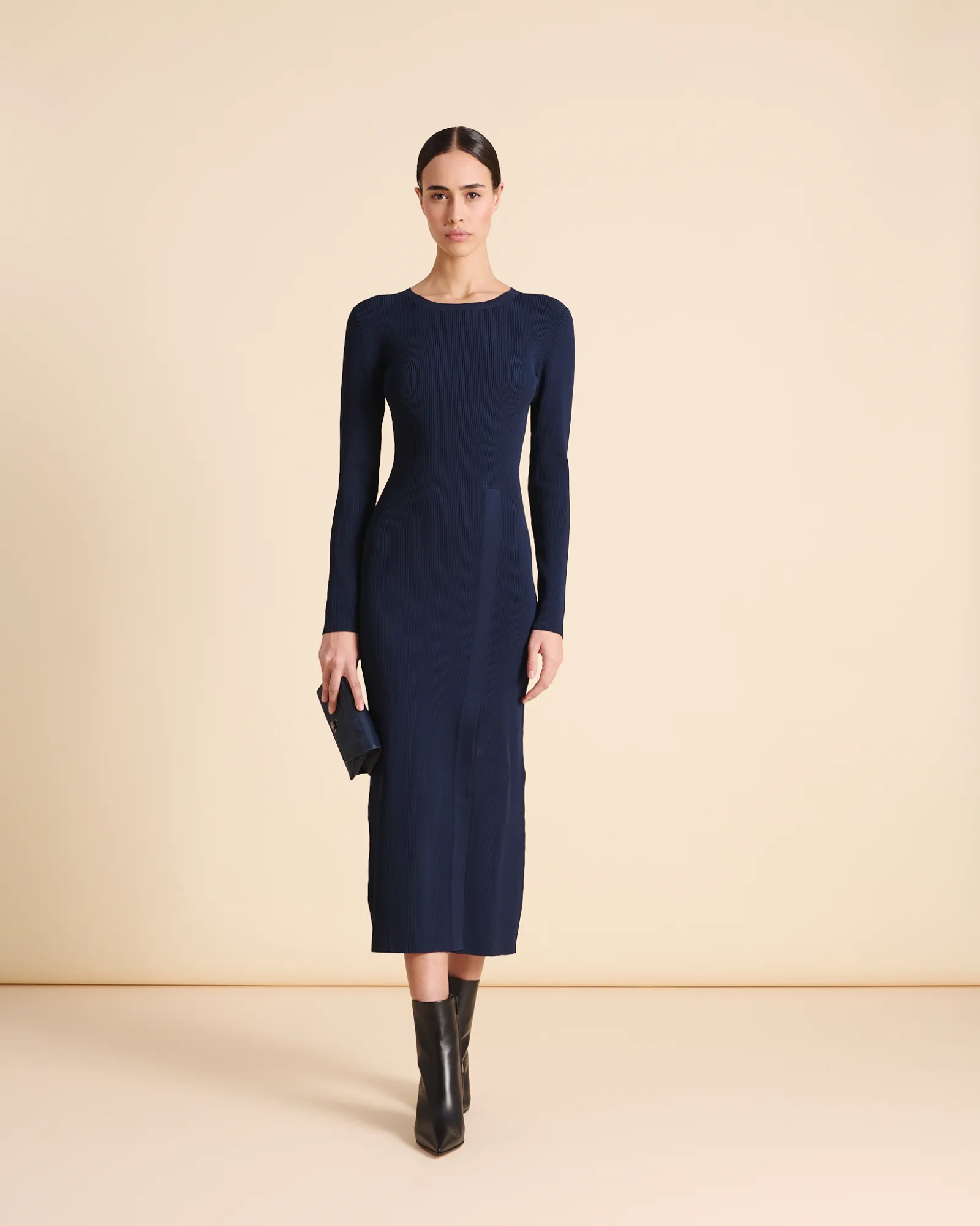Long-Sleeve Tube Dress in Rib Knit Stretch sold by Akris product image thumbnail 2