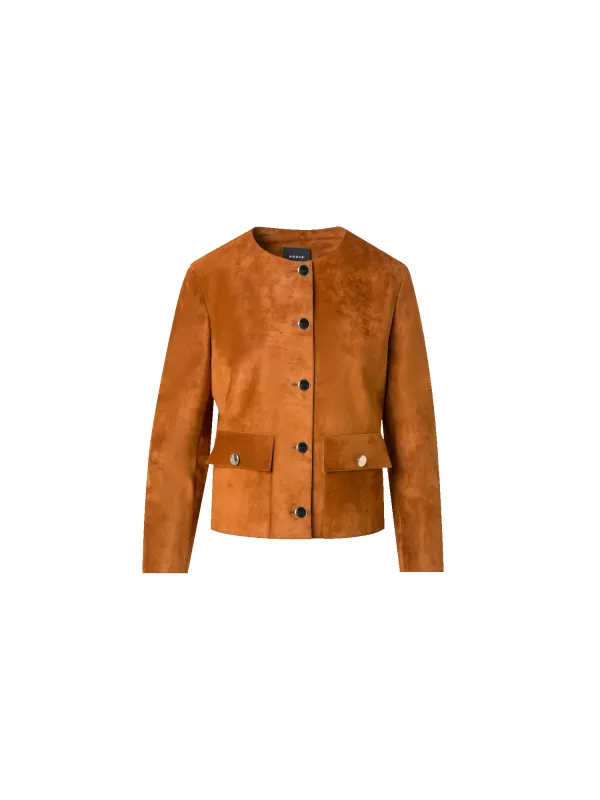 Suede Jacket with Golden Buttons sold by Akris