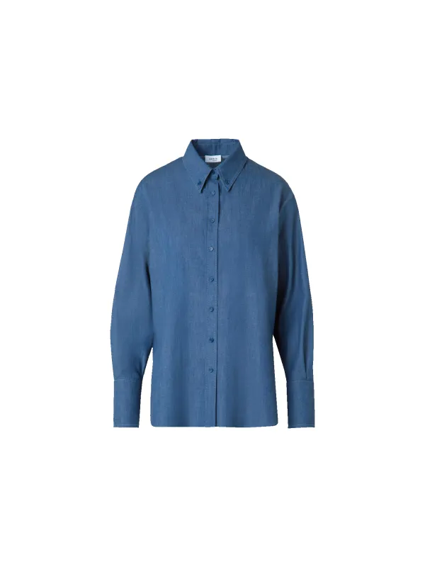 Oversized Lightweight Cotton Denim Shirt sold by Akris