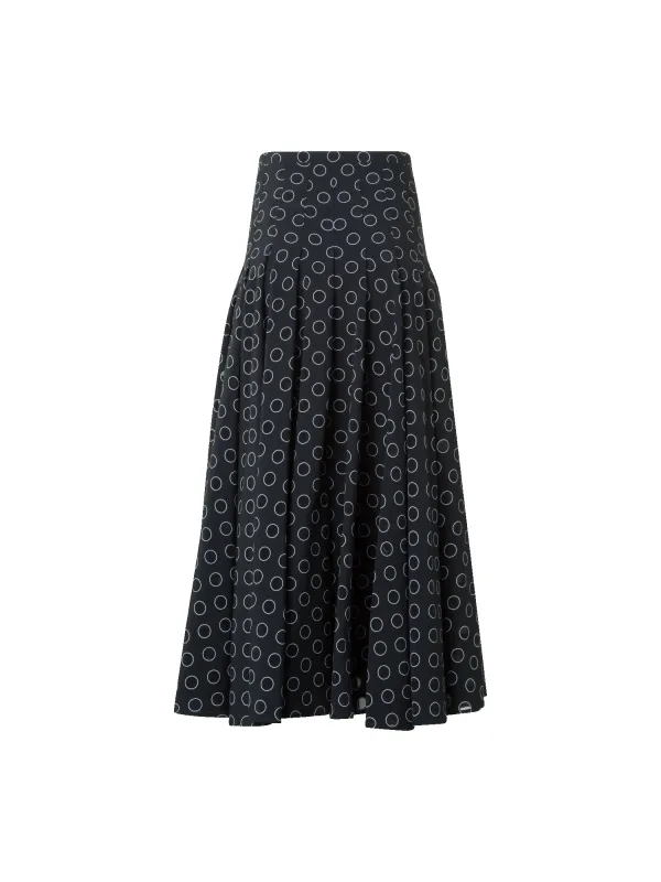 Pleated Midi Skirt in Polka Dot Organzino sold by Akris