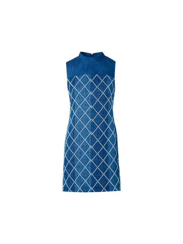 Mini Cotton Sheath Dress with Diamond Jacquard made by Akris Punto