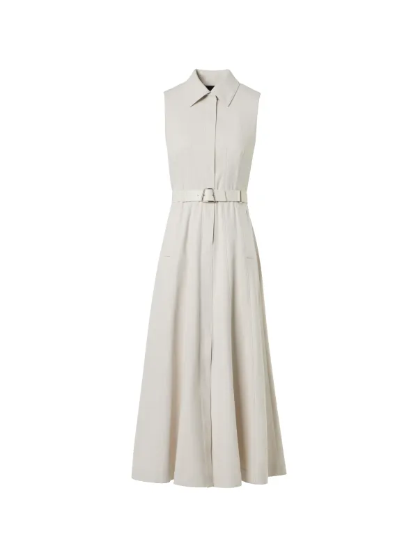 Sleeveless Midi Shirt Dress in Cotton Denim made by Akris