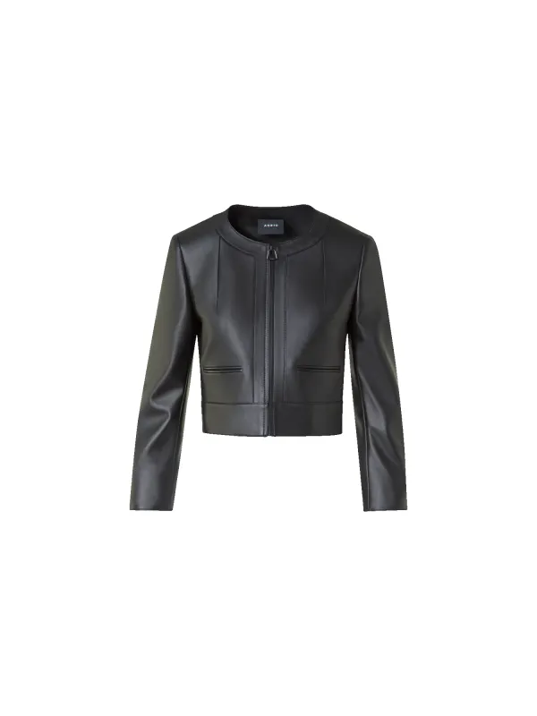 Cropped Leather Jacket with Crew Neck sold by Akris