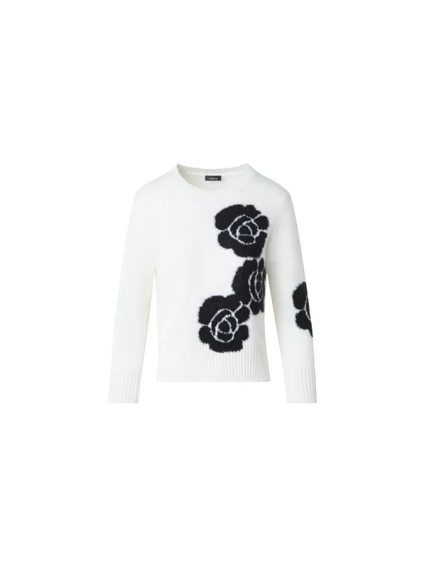 Short Cashmere Sweater with Anemone Intarsia made by Akris