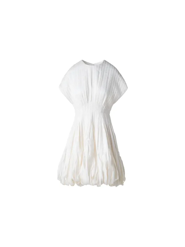 Short Flared Silk Dress with Ribbon Loops Skirt made by Akris