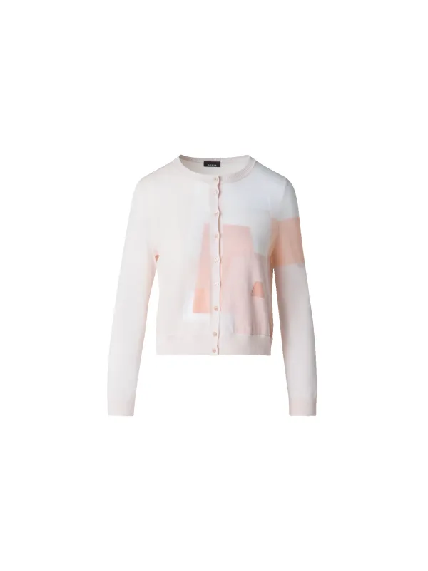 Trapezoid Intarsia Linen Blend Cardigan sold by Akris