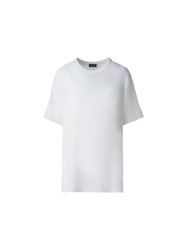 Sheer Short Sleeve Silk Blouse made by Akris