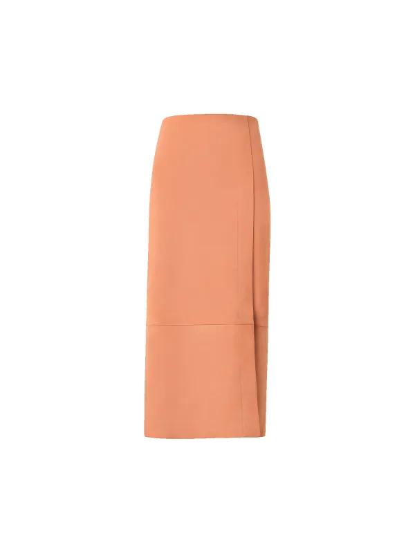 Long Pencil Skirt in Nubuck Lamb Leather made by Akris
