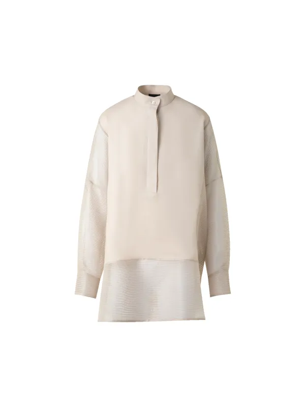 Linen Tunic Blouse with Striped Organza sold by Akris