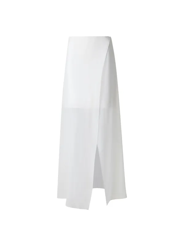 White Silk Skirt with Sheer Organza Overlayer sold by Akris