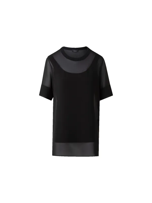 Sheer Short Sleeve Silk Blouse made by Akris