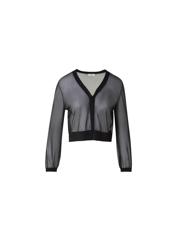 Sheer Cropped Knit Cardigan with Volume Sleeves sold by Akris