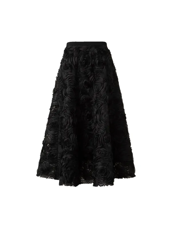 A-Line Midi Skirt with 3D Carnation Embroidery sold by Akris
