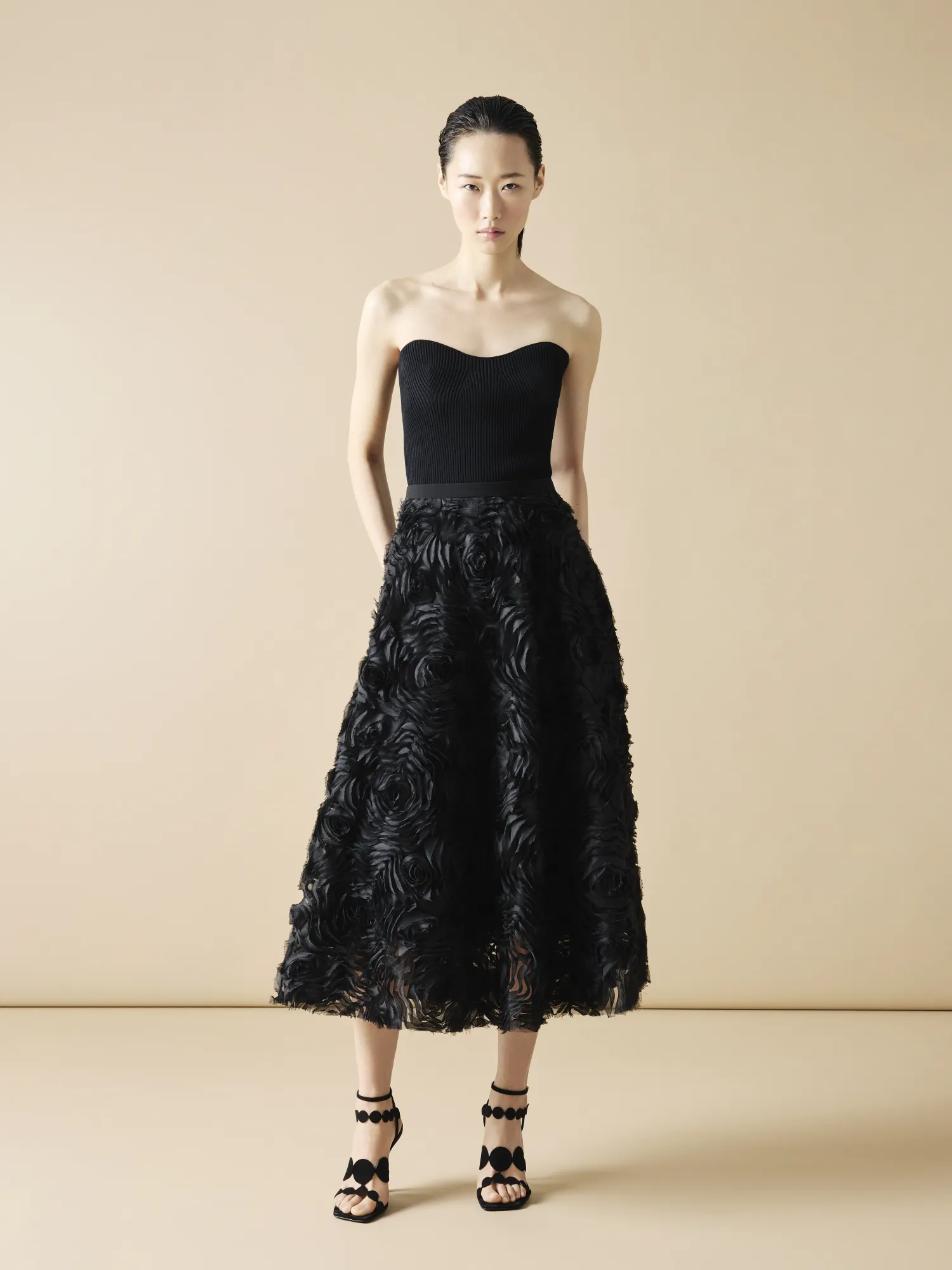 A-Line Midi Skirt with 3D Carnation Embroidery sold by Akris product image thumbnail 2