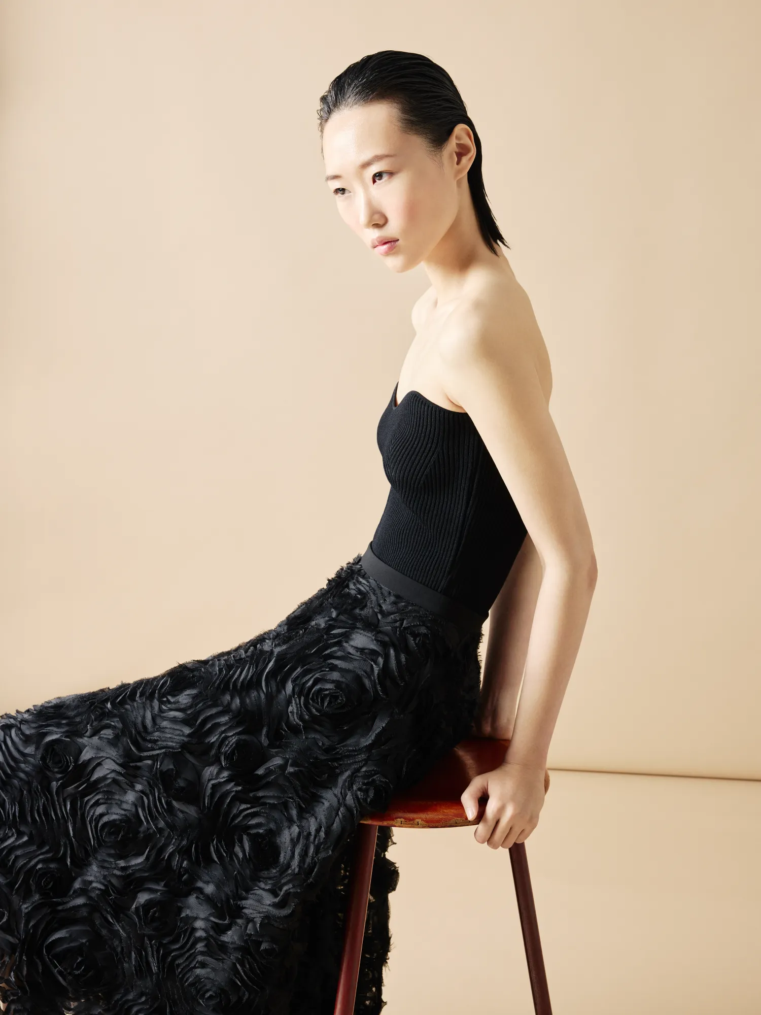 A-Line Midi Skirt with 3D Carnation Embroidery sold by Akris product image thumbnail 5