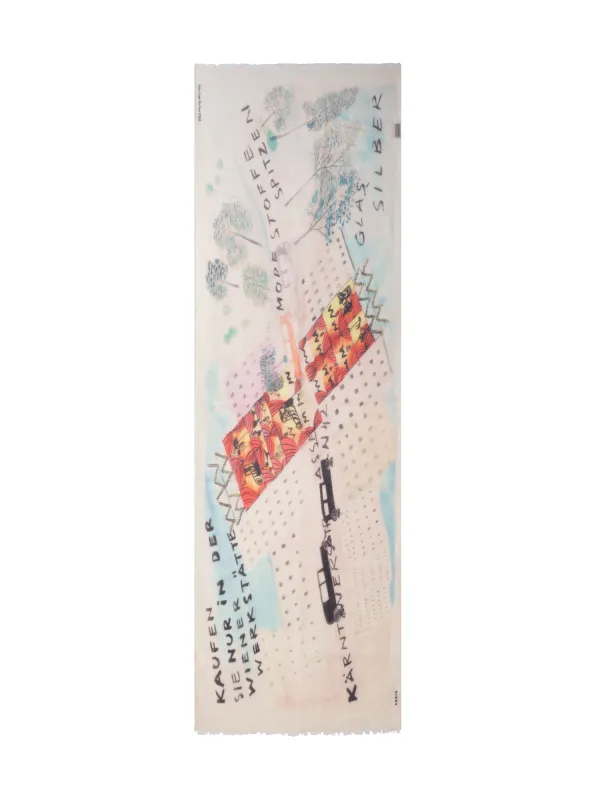 Cashmere Scarf with "Kärntner Strasse 42" Print sold by Akris
