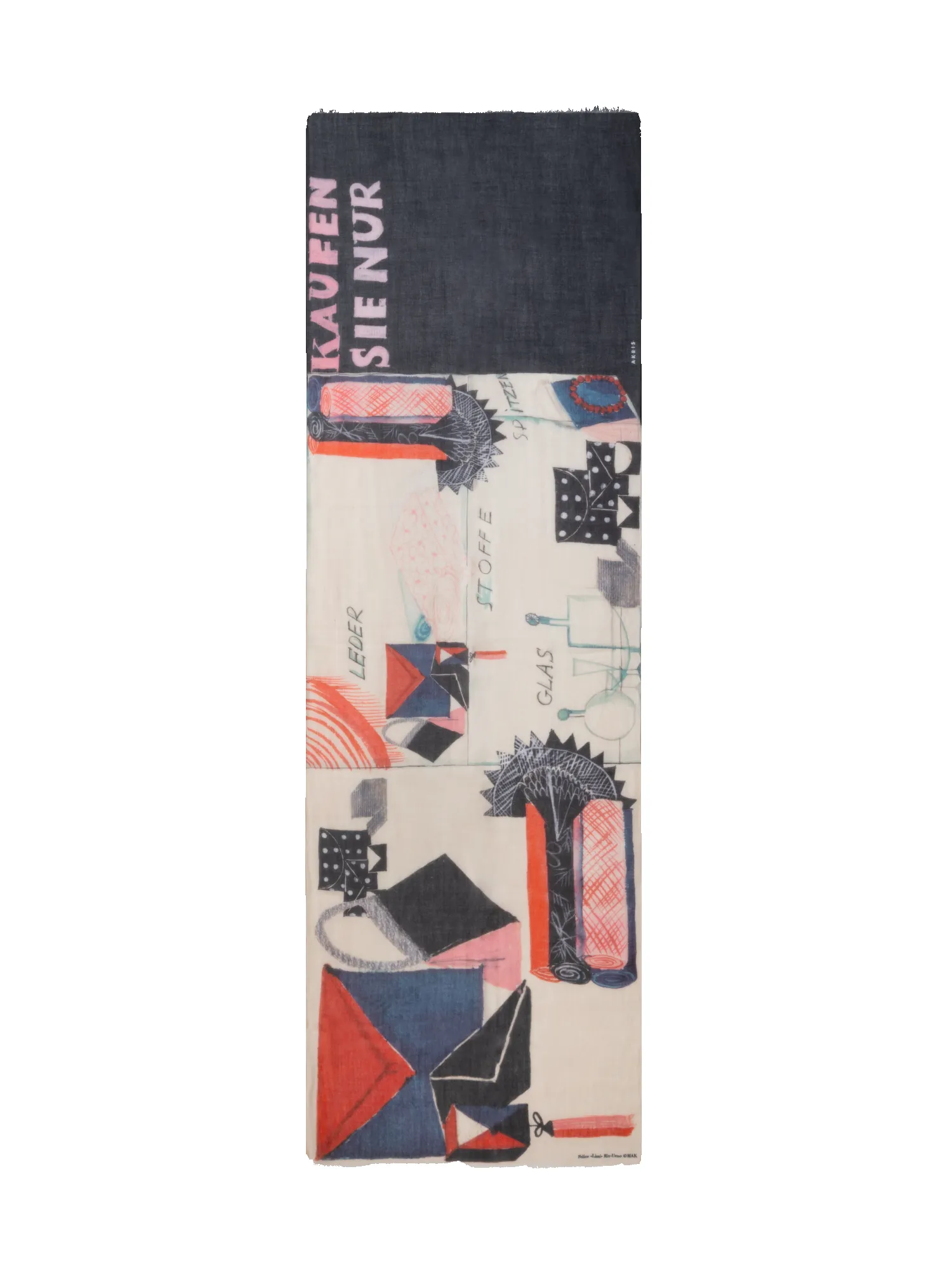 Cashmere Scarf with "Kaufen Sie Nur" Print sold by Akris