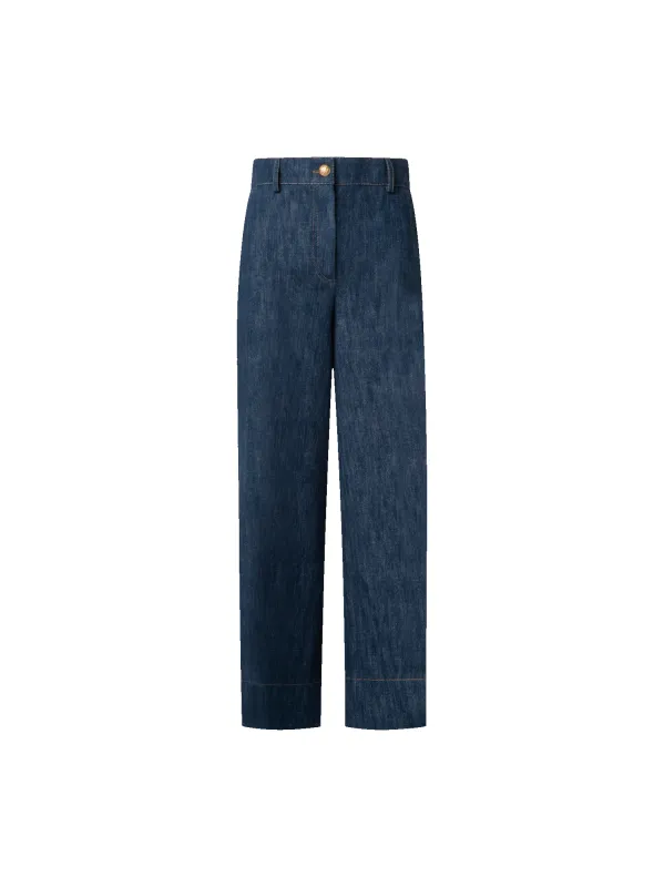 Cropped Wide Cotton Wool Denim Pants sold by Akris
