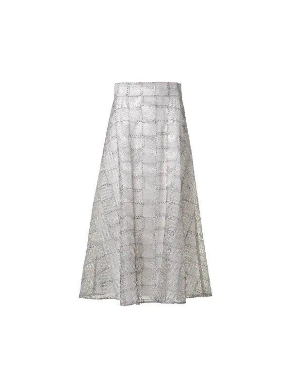 A-Line Square on Tulle Embroidery Midi Skirt sold by Akris
