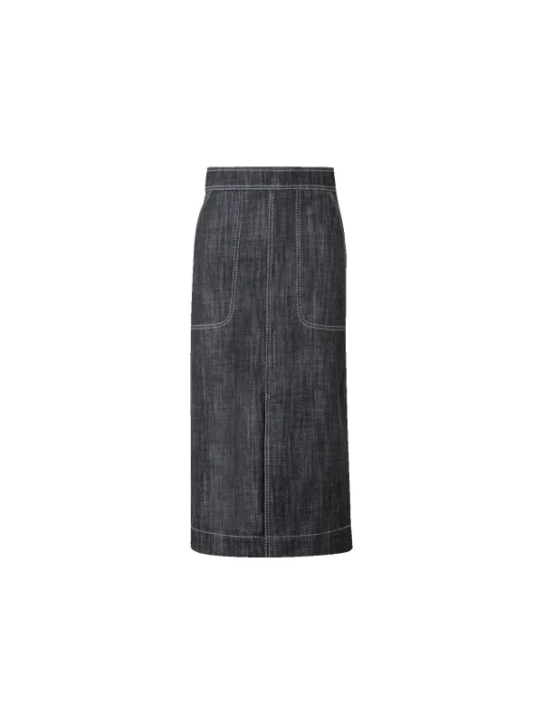 A-Line Skirt in Cotton Denim sold by Akris