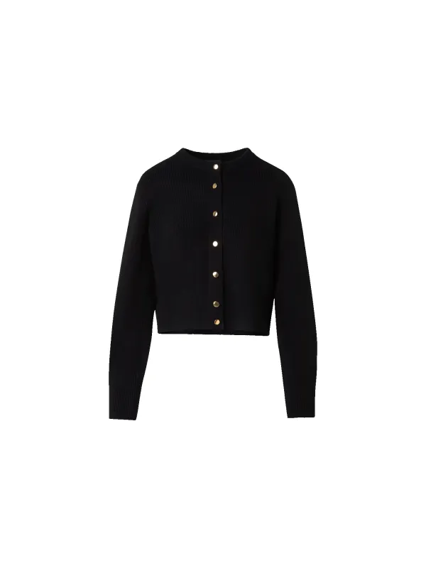 Ribbed Cashmere Cardigan with Gold Buttons sold by Akris