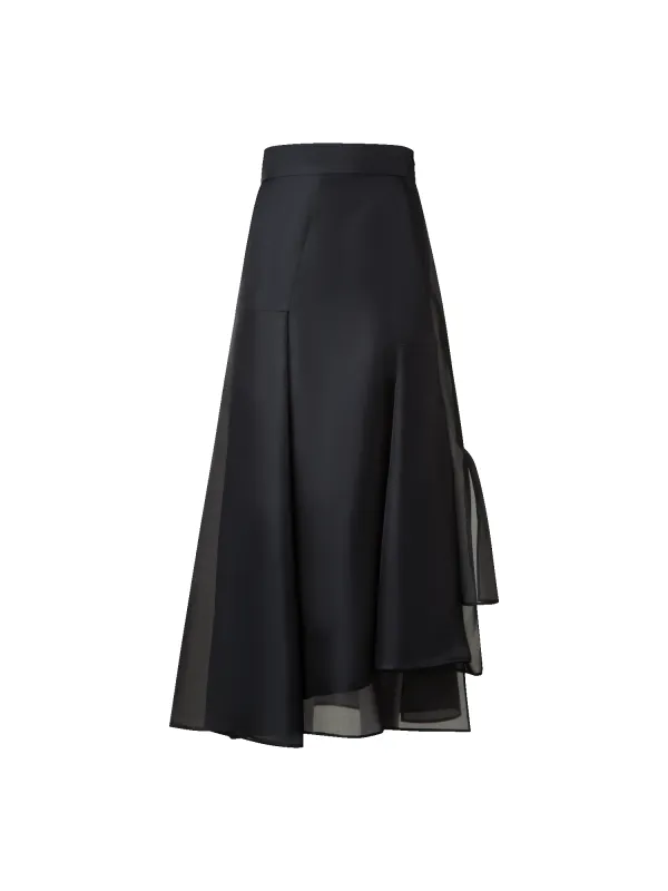 Asymetrical Midi Skirt in Silk Organza sold by Akris