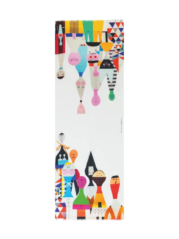 Cashmere Silk Scarf with Wooden Dolls Print sold by Akris
