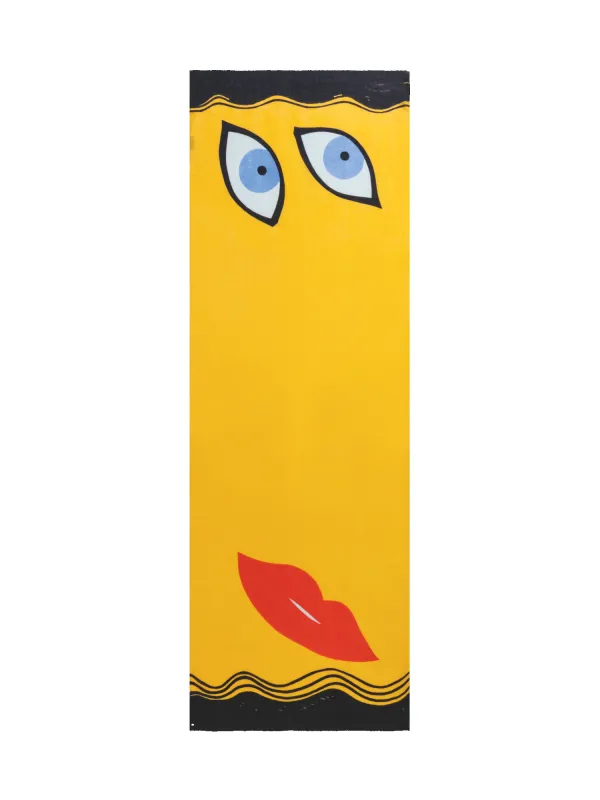 Scarf in Cashmere and Silk with Portrait Print sold by Akris