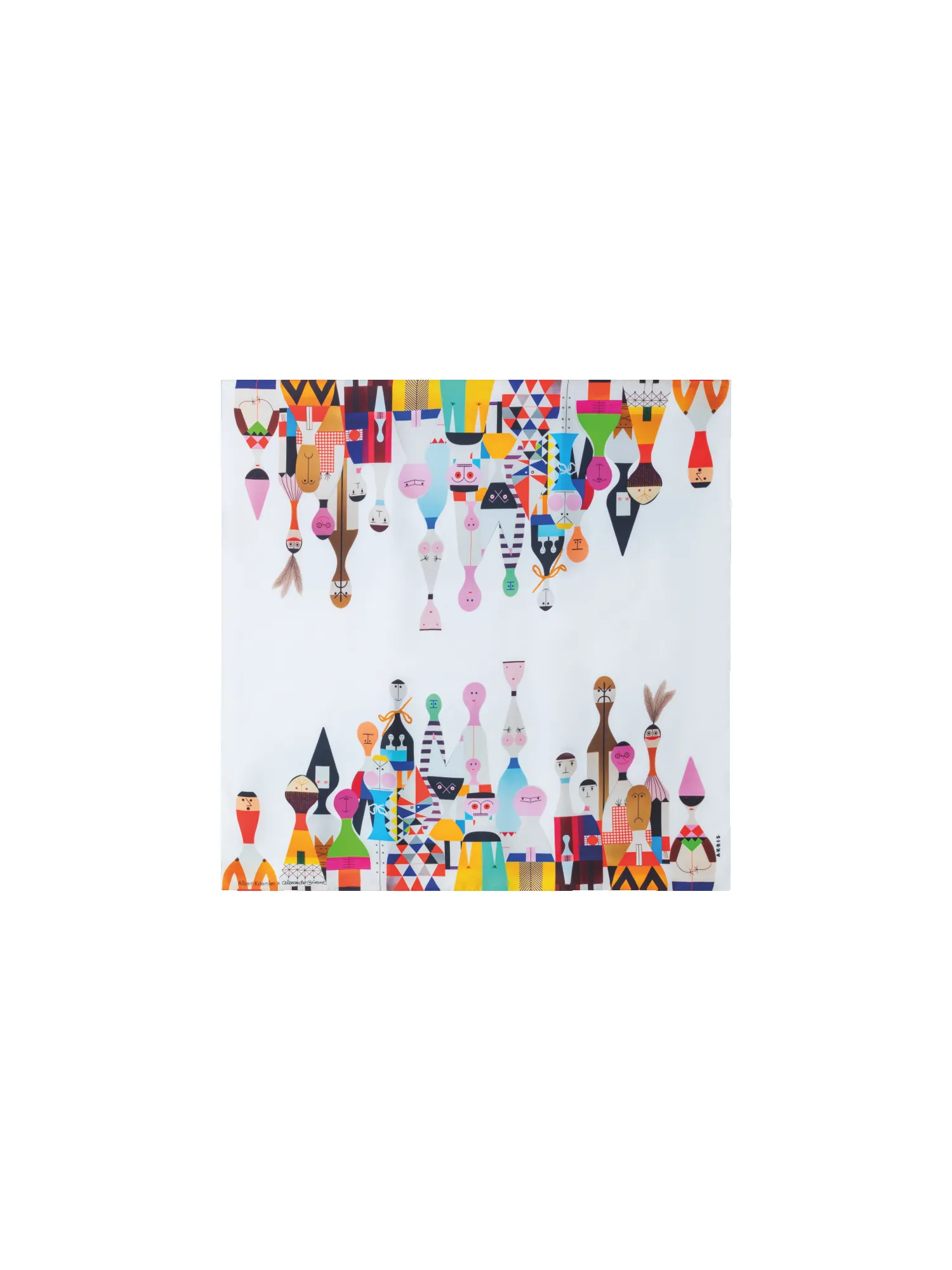 Scarf in Silk with Wooden Dolls Print sold by Akris