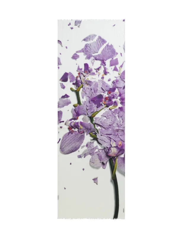 Scarf Cashmere Silk Scattered Orchid Print sold by Akris