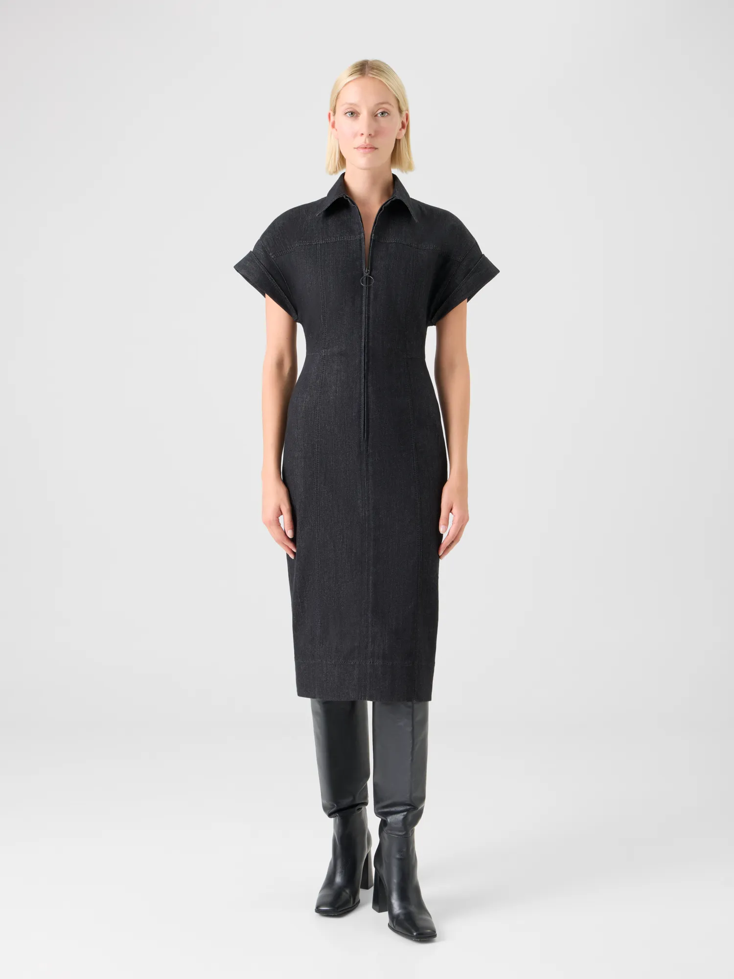 Fitted Cotton Stretch Denim Dress sold by Akris product image thumbnail 2