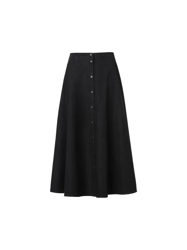 Flared Cotton Stretch Denim Skirt sold by Akris